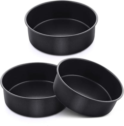E-far 6 Inch Cake Pan Set of 3, Nonstick Stainless Steel Small Round Cake Pans Tin for Baking Layer Cakes, Stainless Steel Core & Non-toxic Coating, Straight Side & 2 Inch Deep