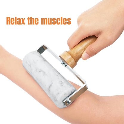 Hiceeden Marble Pizza Dough Roller, Non-Stick Pastry Rolling Pin with Wooden Handle, Small T-Type Roller Tool for Baking Tortilla, Pizza, Pie, Bread, Cookies