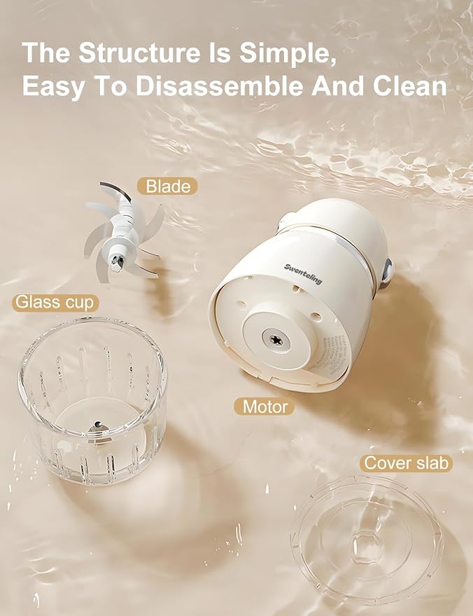 Baby Food Maker, Creamy White Mini Baby Food Blender, 10oz Food Puree Maker, Small Baby Food Processor for Fruit Vegetable Meat, 8-Second Quick Soft Food Prep，BPA-Free