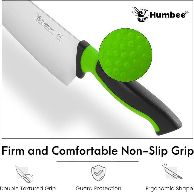 10-Inch Chef Knife, NSF Certified Razor-Sharp High Carbon Stainless Steel Blade – Ergonomic Color Coded Handle, Non-Slip Grip Kitchen Knife, DT-10 Series, Green