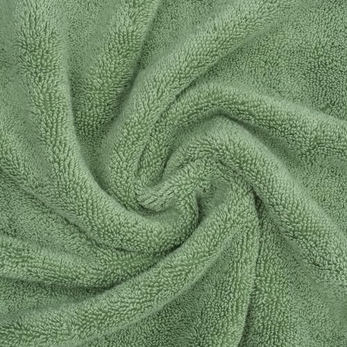 American Soft Linen Salem Washcloth Sets, 4 Piece Luxury 600 GSM 100% Cotton Washcloths for Bathroom, 13x13 inches Washrags Premium Quality Hand Face Towels, Sage Green