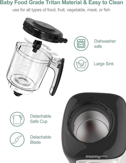 MOMYEASY Baby Food Maker, Multifunction Processor Chopper Grinder, Baby Food Steamer and Puree Blender in-One, with Bottle Warmer, Auto Cooking & Grinding with Touch Control Panel