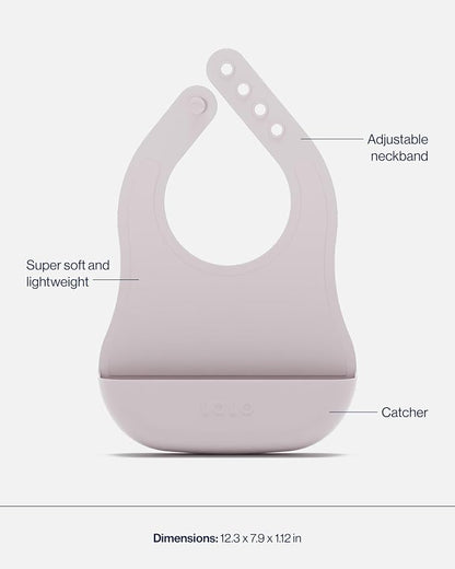 Lalo First Bites Silicone Baby Feeding Set - Baby Led Weaning Supplies - Non-Toxic Silicone - Includes 1 Bib, 2 Spoons, Training Cup, Suction Plate and Bowl - 6 Pieces - Lavender