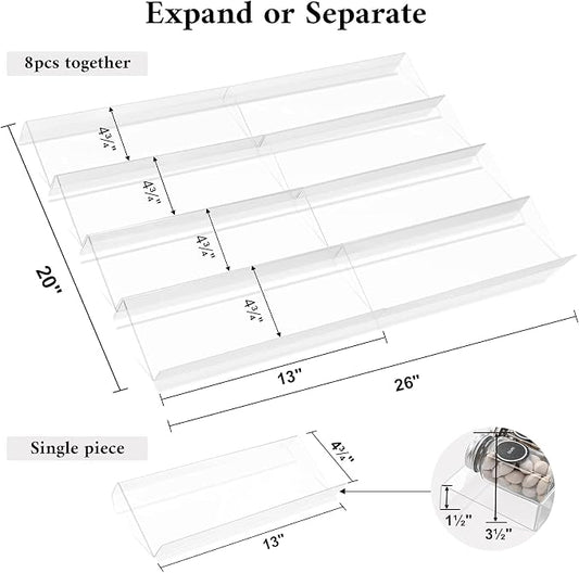 Mulush Acrylic Spice Rack Tray - Spice Drawer Organizer for Kitchen Cabinets Storage and Organization (Jars Not Included)
