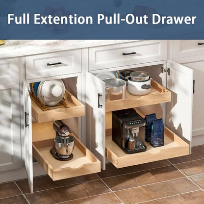 Pull Out Cabinet Drawers - 6x2 Size Options (12-23'W,18-21'D), Pre-Assembled with Soft Close Slides, Solid Beechwood, Easy Installation(29'W x 21'D)