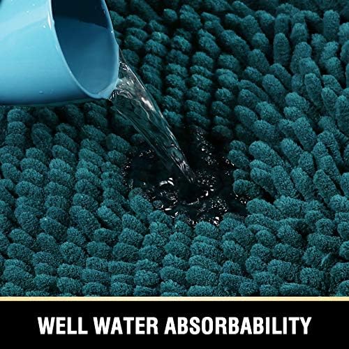 H.VERSAILTEX Bathroom Rugs Bath Mats Non Slip Chenille Bathroom Rug Mat 20x32 Extra Soft and Absorbent Shaggy Rugs Washable Dry Fast Plush Area Carpet Mats for Bath Room, Tub - Dark Teal