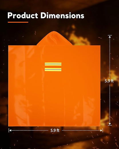 Mondoshop Emergency Fireproof Cloak for Home for Car Safe Fire Escape Cloak for Adults Camping Essentials - Fire Retardant Suits Wrap Body Survival Gear for People