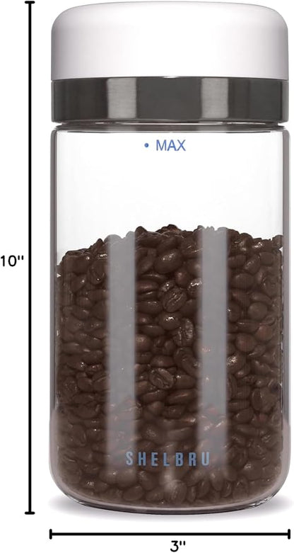Next-Gen Smart Coffee Canister – Electric Vacuum Seal with Pressure Auto-Detection, Rechargeable Airtight Borosilicate Glass Container for Whole & Ground Beans, Ultimate Freshness Lock (10.5oz)