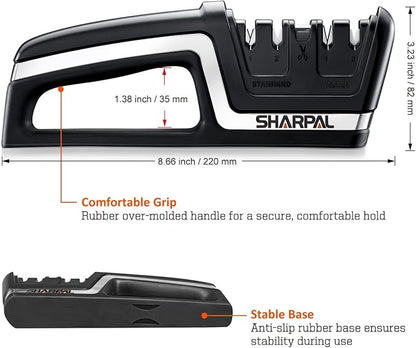 SHARPAL 104N 5-in-1 Professional Knife & Scissors Sharpener, Sharpening Tool for Straight & Serrated Blades, Repairs & Hones Euro/American & Asian Knives, Fast Scissor Sharpening Fathers Day Gift