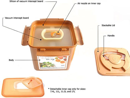 e-jen Premium Kimchi, Sauerkraut Container Probiotic Fermentation with Inner Vacuum Lid (Earthenware Brown, 1.3 gal/ 5.2L)