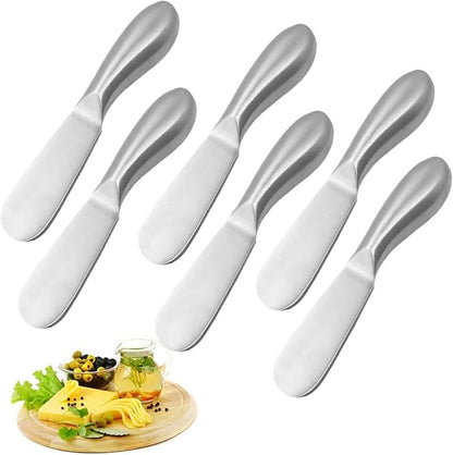 Premium Stainless Steel Cheese Tool Set - 6 Piece Cheese Knife Set - Cut, Spread All Your Favorite Cheeses (6 Silver Round Cheese Knife)