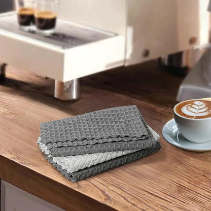 Barista Towel, Extra Thick Waffle Microfiber Coffee Cleaning Cloths, Espresso Machine Accessories for Coffee Bar, Steam Wand, Countertop, Grey, 3-Pack