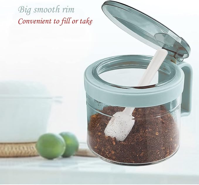 TENTA TENTA KITCHEN Gourmet Seasoning Box with Serving Spoons, Spice Jar Set Condiment Cruet Bottle, Kitchen Supplies,Nice Design for Kitchen (glass)