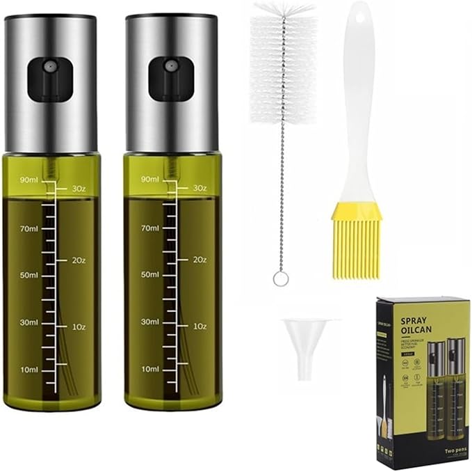 2 Pcs Oil Sprayer For Cooking,Olive Oil Sprayer,Light-Proof 100ml Food Oil Dispenser For Kitchen,For Kitchen Gadgets, Air Fryer,Salad, Frying,Bbq