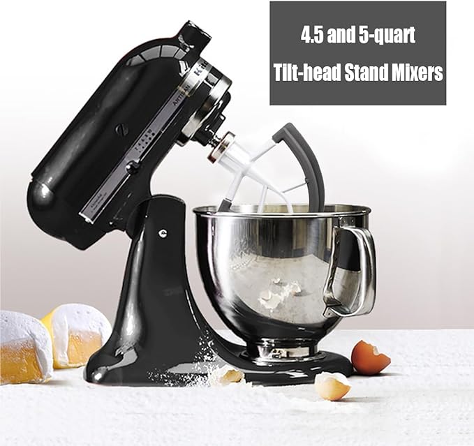 Flex Edge Beater for KitchenAid,Mixer Attachement Compatible With KitchenAid,Mixer Accessory,Fits Tilt-Head Stand Mixer Bowls For 4.5-5 Quart Bowls,Beater With Silicone Edges,Grey