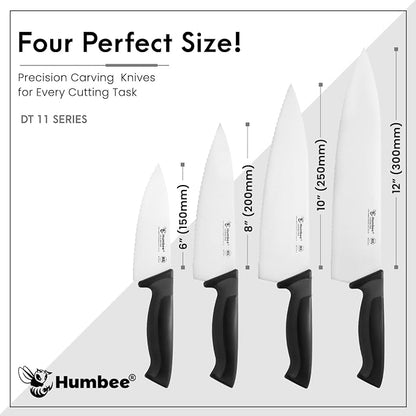 8 Inch Professional Chef Knife with Ergonomic Handle – NSF Certified Stainless Steel Kitchen Knife, Serrated Wave Teeth, Durable and Sharp Blade, DT 11 Series, Black
