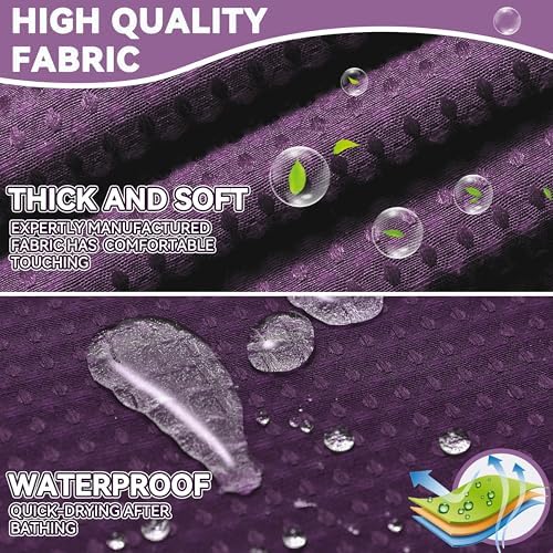 Conbo Mio No Hook Waffle Weave Shower Curtain with Snap in Liner Set, Hotel Luxury Purple Shower Curtains for Bathroom with See Through Top Window, Waterproof, Washable 71W x 74H
