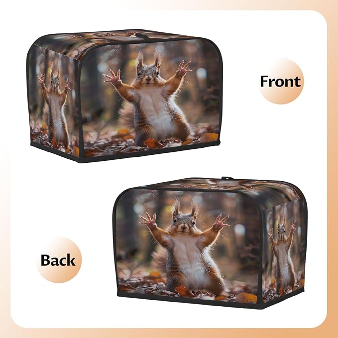 Animal Squirrel Toaster Cover 2 Slice Wide Slot Washable Toaster Covers | Funny Art Dust and Fingerprint Protection Bread Maker Covers for Kitchen Accessories Decor Bakeware Women Gift