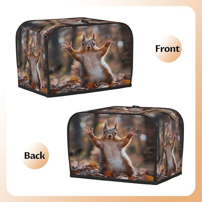 Animal Squirrel Toaster Cover 4 Slice Wide Slot Washable Toaster Covers | Funny Art Dust and Fingerprint Protection Bread Maker Covers for Kitchen Accessories Decor Bakeware Women Gift