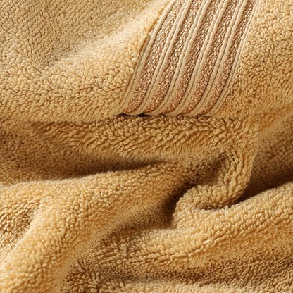 Superior Egyptian Cotton 4-Piece Bath Towel Set for Shower, Bath, Spa, Resort, Hotel, Soft Body Towels, Airbnb Essentials, Apartment, Dorm, Quick Dry, Absorbent, Bathroom Basics, Gold