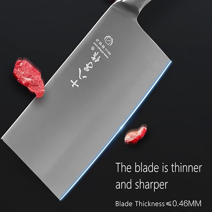 SHI BA ZI ZUO 7 Inch Meat Knife Super Sharp Classic Full Stainless Steel Cooking Knife Kitchen Gadget for Home Restaurant Daily Basis