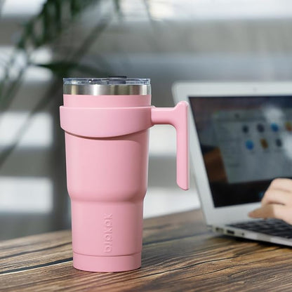 BJPKPK 40 oz Tumbler With Handle And Straw Lid Stainless Steel Travel Mugs Insulated Tumbler Cups,Pastel Sunset