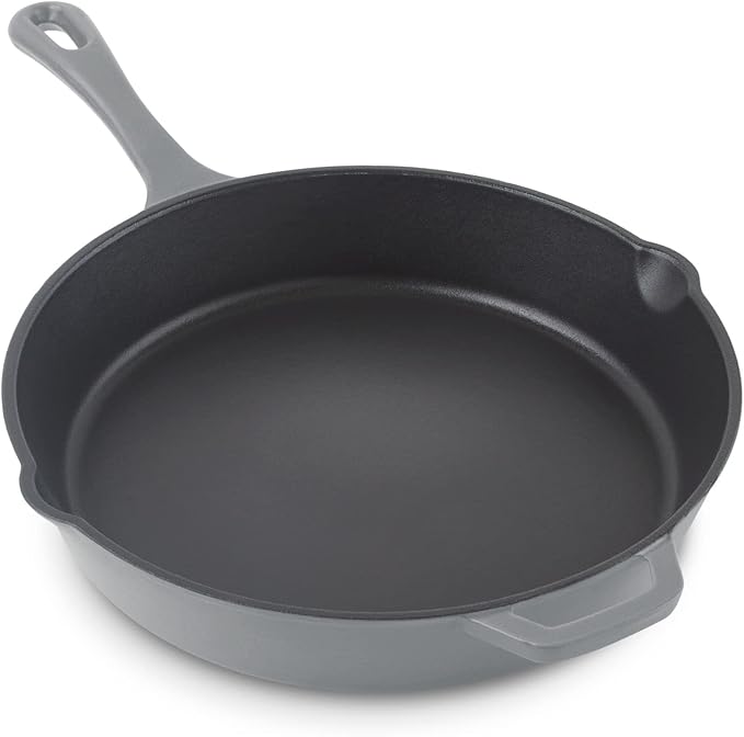 Zakarian by Dash 11 Inch Nonstick Cast Iron Skillet, Titanium Ceramic Coated Frying Pan, Grey