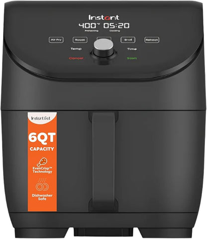 Instant Pot Vortex Slim 6QT Air Fryer that Crisps, Roasts, Reheats, Bakes, Broils & is Quiet, Space Saving, Nonstick, Dishwasher-Safe, 100+ In-App Recipes, from the Makers of Instant Pot, Black