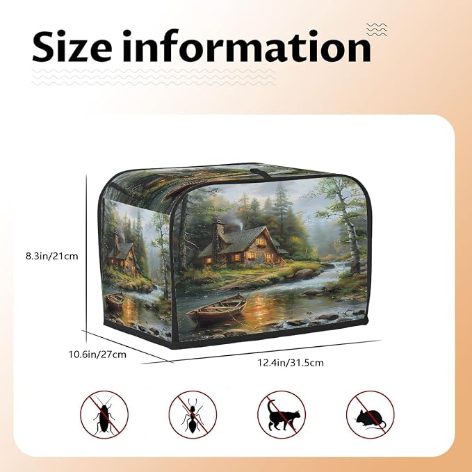 Forest Green Toaster Cover 4 Slice Wide Slot Washable Toaster Covers | Cabin Art Dust and Fingerprint Protection Bread Maker Covers for Kitchen Accessories Decor Bakeware Women Gift