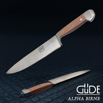 Gude Alpha Pear Series Hand Forged/Sharpened Chef's Knife, 10-in - Ice Hardened Steel - Made in Solingen, Germany Since 1910
