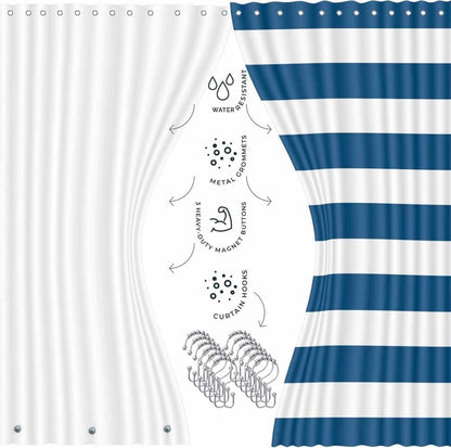 Clara Clark Bathroom Set - Navy Bathroom Accessories Set, 20PC Bathroom Accessory Set, Shower Curtain Set with Liner, Toothbrush Holder, Soap Dispenser, Soap Dish, Toilet Brush Holder, and Trash Can