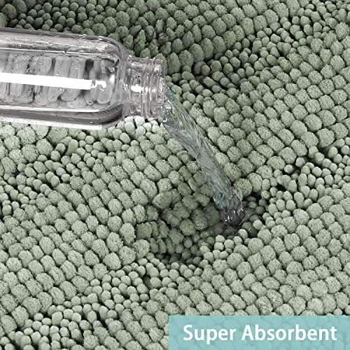 Turquoize Bathroom Rugs Shaggy Chenille Bath Rug Non Slip Thick Shaggy Bath Mats for Bathroom Chenille 1-Piece Bath Mat Set, Soft Super Absorbent Shower Rug Washable Mats, 20"x32", Sage