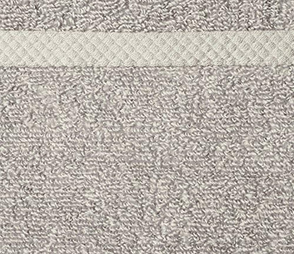 Amazon Basics 100% Cotton Washcloths, Quick-Dry, 12" x 12", Platinum, 12-Pack
