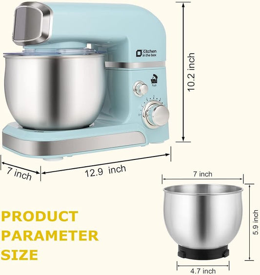 Kitchen in the box Stand Mixer,3.2Qt Small Electric Food Mixer,6 Speeds Portable Lightweight Kitchen Mixer for Daily Use with Egg Whisk,Dough Hook,Flat Beater