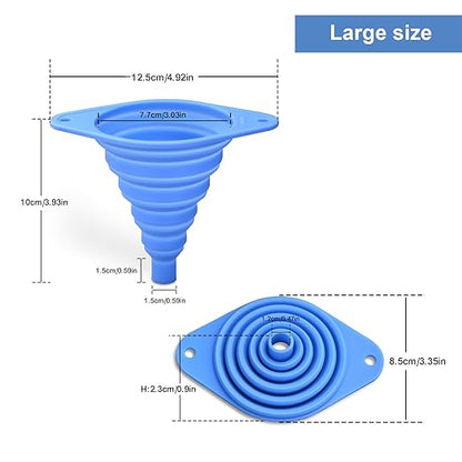 Kitchen Funnel Set of 3,Small and Large,Funnels for Kitchen Use Filling Bottle,Folding Silicone Funnel Used for Transferring Liquids in The Kitchen