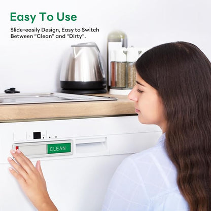KitchenTour Dishwasher Magnet Clean Dirty Sign, Stainless Steel Clean Dirty Magnet for Dishwasher, Non-Scratch Super Strong Magnetic Sign, Kitchen Organizer and Storage