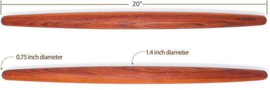 Earlywood French Rolling Pin - Tapered Wooden Rolling Pin for Baking Pizza, Pastry Dough or Pasta - Hard Wood French Roller Baking Pin Made in USA - Jatoba