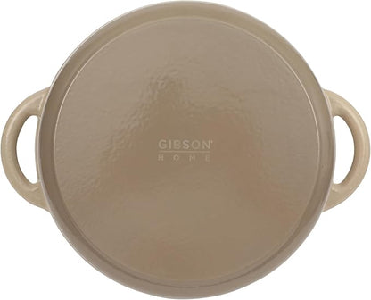 Gibson Home Addlestone 7 Qt Enameled Cast Iron Dutch Oven Pot with Lid – Round, Oven Safe to 500°F, Ideal for Bread Baking & Stews - Gradient Taupe