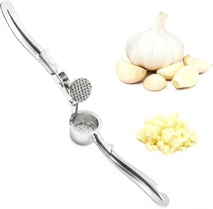 Heavy Duty Garlic Press and Mincer Set with Garlic Peeler, Rust Proof Dishwasher Safe Kitchen Tool - Easy Squeeze Ginger Crusher, Ergonomic Handle for Garlic and Nuts