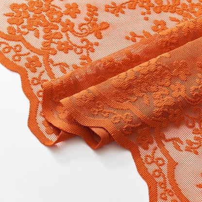 TUDECO Burnt Orange Shower Curtain with Attached Valance, 72 x72 Inch
