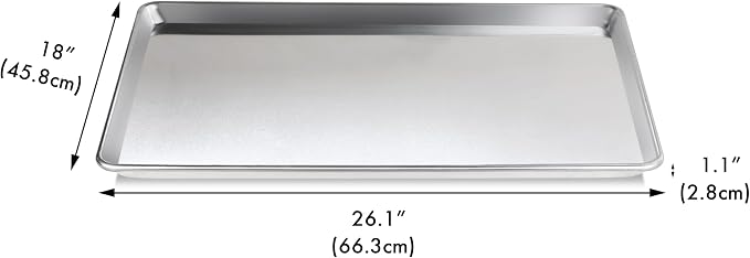 New Star Foodservice Commercial-Grade 18-Gauge Aluminum Sheet Pan/Bun Pan, Full Size XL (18 x 26 x 1 in)