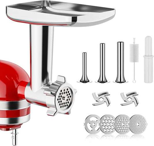 Metal Meat Grinder Attachment for KitchenAid Stand Mixer, Sausage Stuffer, Food Grinder Attachment for Kitchen Aid Accessories and Attachments
