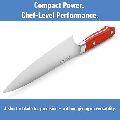 Misen 6.8" Chef Knife – High Carbon Japanese AUS-10 Stainless Steel – Hybrid German & Japanese Blade – Precision Kitchen Knife for Professionals & Home Cooks – Ultimate Cutting Performance - Red