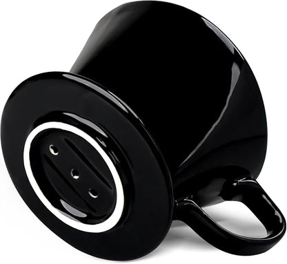 hailanbao Handmade Pour Over Ceramic Coffee Dripper - Authentic Brewing Experience for Camping, Office, and Home (Black)