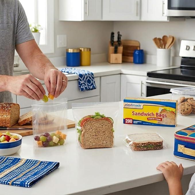 Sandwich Bags With Fold & Close Top (6.5 in X 5.5) in 200 Count Pack of 4