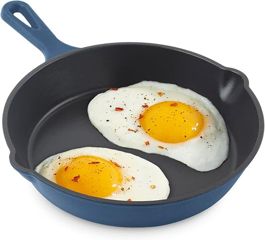 DASH Zakarian x Nonstick Cast Iron Skillet - Versatile Frying Pan Cookware - Oven-Safe Searing Skillet with Pour Spout and Quick-Clean Surface - Rust-Resistant - Zakarian Blue, 7.5-Inch