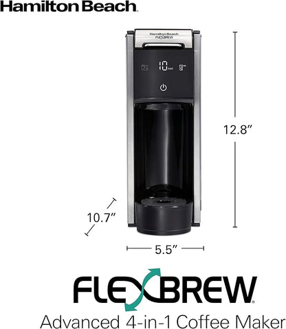 Hamilton Beach FlexBrew Advanced 4-in-1 Single Serve Hot & Iced Coffee Maker with Removable 45 oz. Water Reservoir, Use Pod Packs and Grounds, Fast Brewing, Black (49925)