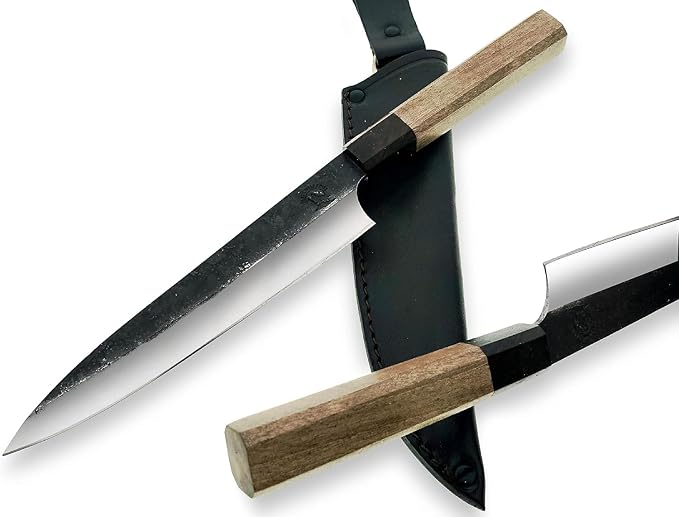 Chef Knife, Professional Hand Forged Kitchen Chef Knife, 12C27 food Grade steel (Rosewood and walnut Handle) with LEATHER SHEATH BWK-985