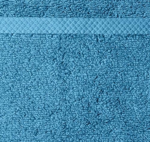 Amazon Basics 8-Pack Lightweight Quick-Dry Hand Towels, 100% Cotton, 28" x 16", Lake Blue