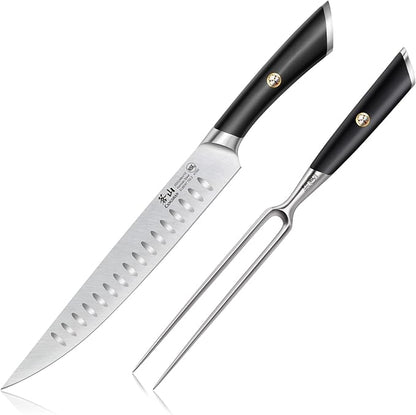 Cangshan ELBERT Series German Steel Forged 2-Piece Carving Set (Black)